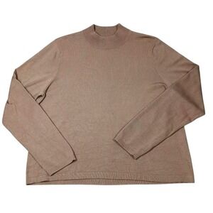 Pendleton Sweater Mens XL Brown Mock Neck Lightweight Silk Nylon Knit Pullover